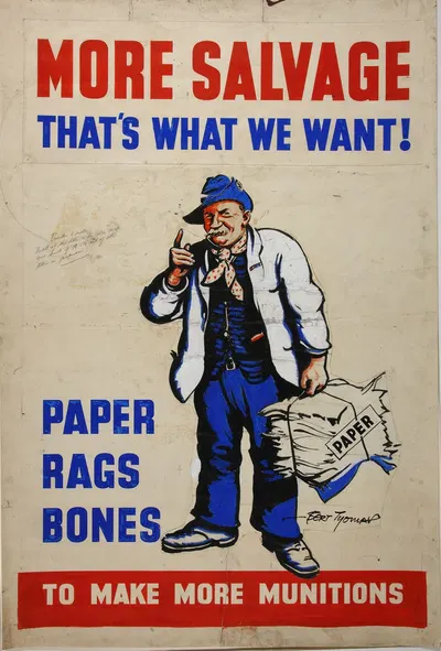 More salvage – thats what we want. Paper, rags, bones to make more munitions by Bert Thomas — digital art print download