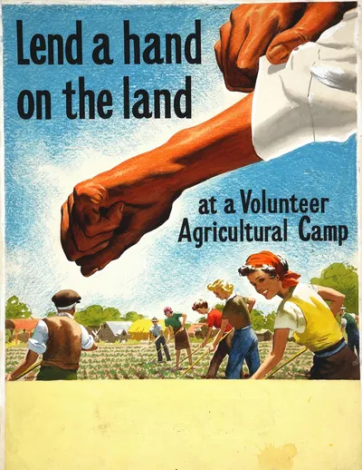 Lend a hand on the land at a Volunteer Agricultural Camp by John Nunney — digital art print download