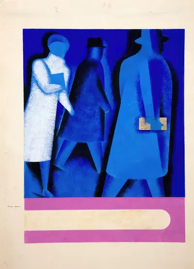 Female and male figures walking at night by Tom Gentleman — digital art print download