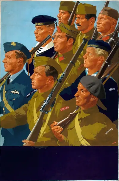 Союзные европейские военнослужащие маршируют вместе by Уильям Литтл — digital art print download
