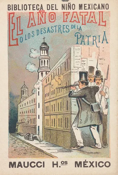 Biblioteca Del Niño Mexicano. El Año Fatal ó Los Desastres de la Patria by Хосе Гвадалупе Посада, 1900 — digital art print…