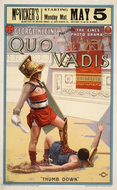 Quo Vadis Thumb down. by National Printing & Engraving Company, 1913 — digital art print download
