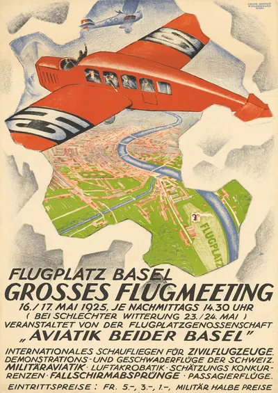 Flugplatz Basel – Grosses Flugmeeting by Burkhard Mangold, 1925 — digital art print download