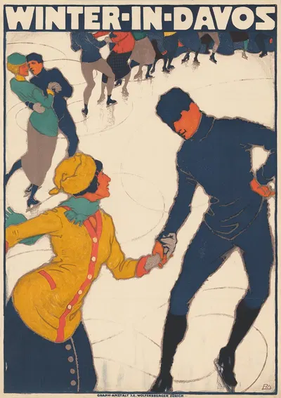 Winter in Davos by Burkhard Mangold, 1914 — digital art print download