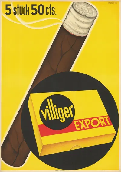 5 Stück 50 cts. – Villiger Export by Johannes Handschin, 1937 — digital art print download