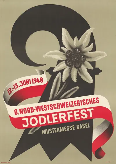 6. Nord-Westschweizerisches Jodlerfest, Mustermesse Basel by Johannes Handschin, 1948 — digital art print download