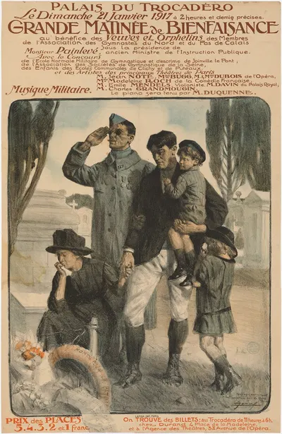 Grand matinee de Bienfaisance (Large charity matinee in favor of widows and orphans) by Lucien Jonas, 1917 — digital art…