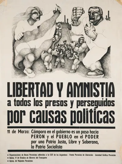 Afiche Libertad y amnistia by Ricardo Carpani, 1973 — digital art print download