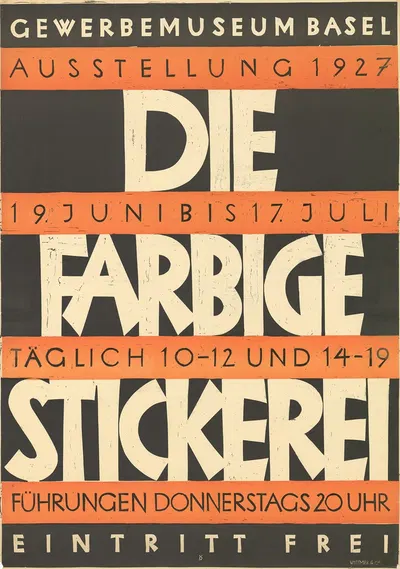Die farbige Stickerei – Gewerbemuseum Basel by Robert Stöcklin, 1927 — digital art print download