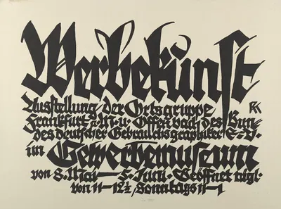 Werbekunst. Ausstellung der Ortsgruppe Frankfurt a.M. und Offenbach des Bundes deutscher Gebrauchsgraphiker e.V. im…