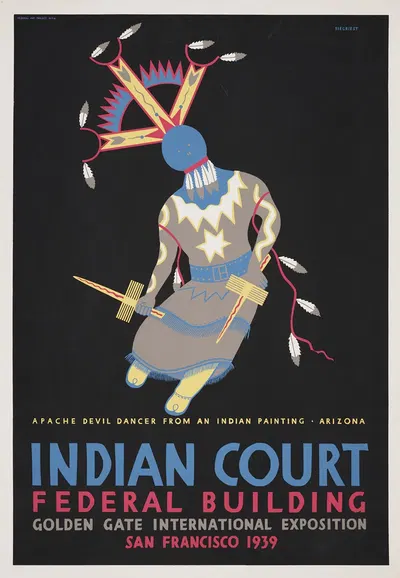 Apache devil dancer from an Indian painting, Arizona by Louis Siegriest, 1939 — digital art print download