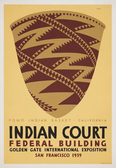 Pomo Indian basket, California by Louis Siegriest, 1939 — digital art print download