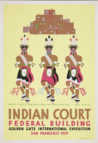 Pueblo Turtle dancers from an Indian painting, New Mexico by Louis Siegriest, 1939 — digital art print download