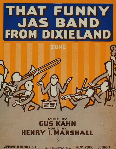 That funny jas band from Dixieland by Starmer, 1916 — digital art print download