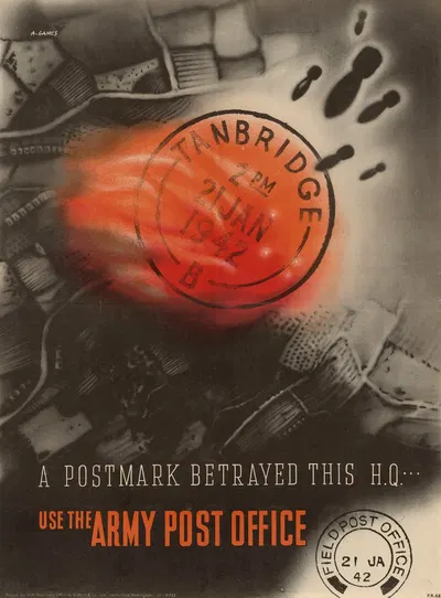 A Postmark Betrayed this H.Q. by Abram Games — digital art print download