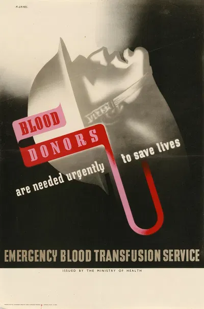 Blood Donors are Needed Urgently to Save Lives by Abram Games — digital art print download