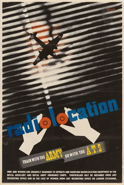 Radiolocation – Train with the Army or with the A.T.S. by Abram Games — digital art print download
