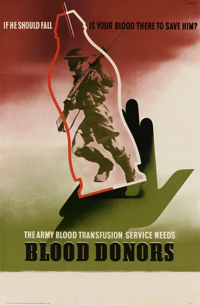 The Army Blood Transfusion Service Needs Blood Donors by Abram Games — digital art print download