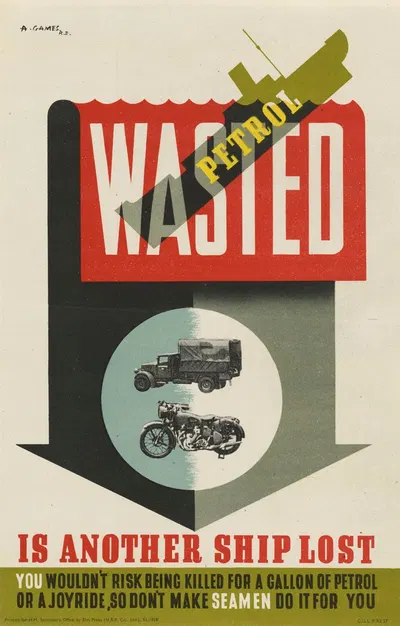 Wasted Petrol is Another Ship Lost by Abram Games — digital art print download