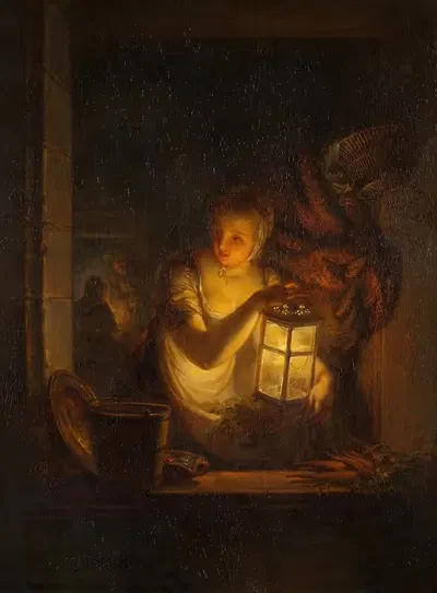 Женщина с фонарем by Александр Лауреус, 1818 — digital art print download