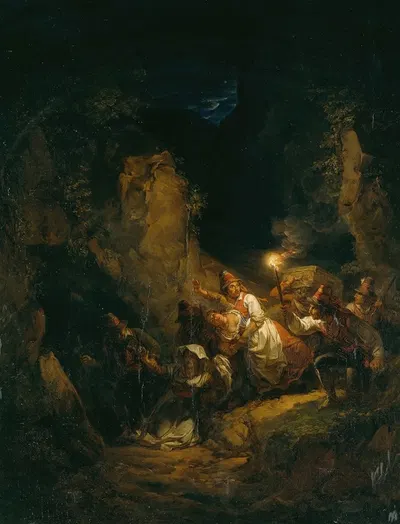 Итальянские бандиты, похищающие женщин by Александр Лауреус, 1823 — digital art print download