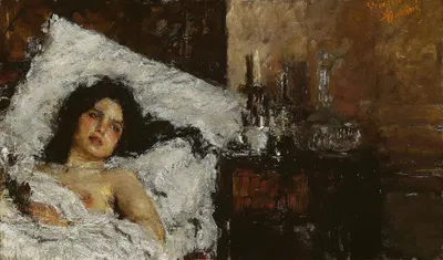 Отдых by Антонио Манчини, c. 1887 — digital art print download