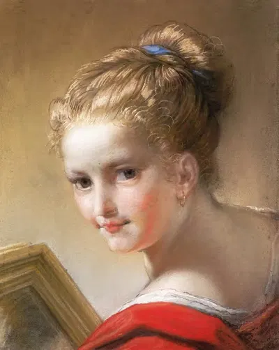 Изучение девушки в красном by Бенедетто Лути, 1717 — digital art print download