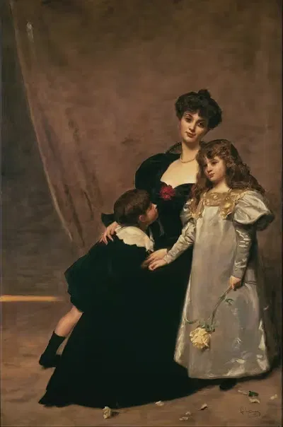 Мать и дети (Мадам Фейдо и её дети) by Каролус-Дюран, 1897 — digital art print download