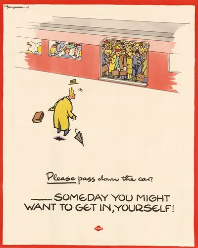 Please Pass Down the Car: Someday You Might Want to get in, Yourself! by Cyril Kenneth Bird (Fougasse) — digital art print…