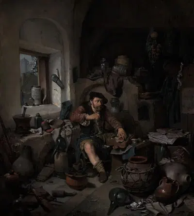 The Alchemist by Cornelis Pietersz. Bega, 1663 — digital art print download