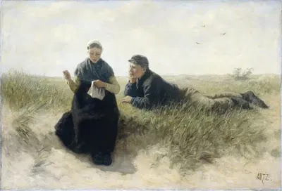 Мальчик и девочка на дюнах by Давид Адольф Констант Арц, 1870 - 1890 — digital art print download