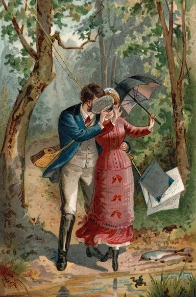 Молодая пара в лесу by Эдмунд Биркхед Бенселл, 1878 — digital art print download