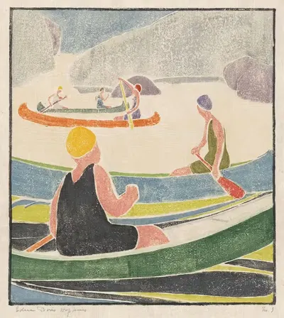Canoes by Edna Boies Hopkins — digital art print download