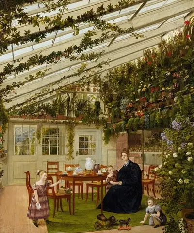 Семья мистера Вестфала в оранжерее by Эдуард Гертнер, 1836 — digital art print download