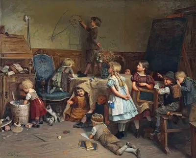 Молодой художник – Перемена в школе by Эдуард Шульц-Бризен, 1875 — digital art print download
