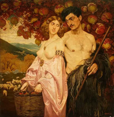 Автопортрет с сицилийцем by Эдвард Окун, 1872 — digital art print download