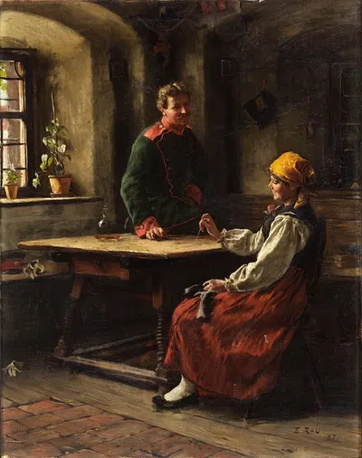 Officer with Peasant by Emil Rau, 1887 — digital art print download