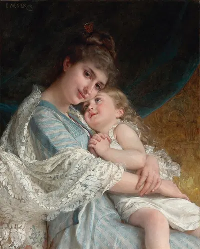 A Tender Embrace by Émile Munier, 1887 — digital art print download