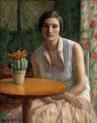 Портрет женщины (с кактусом) by Фредерик Карл Фризеке, 1930 — digital art print download