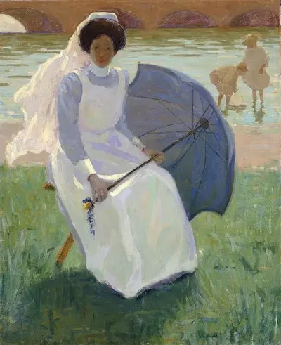 Woman with Green Parasol by Frederick F. Fursman, 1908 — digital art print download