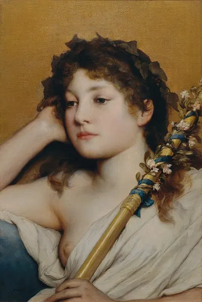Woman's head pondering by Gabriel von Max — digital art print download