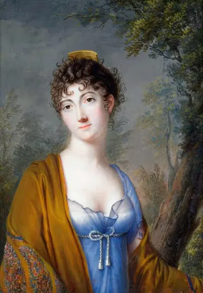 Lady in Blue with Yellow Shawl by Genot, c.1800 — digital art print download