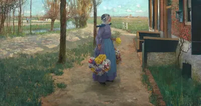 Цветочница в Голландии by Джордж Хиткок, 1887 — digital art print download