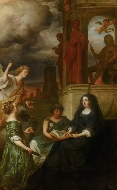 Аллегория памяти штатгальтера Фредерика Генрика (1584-1647) с портретом его вдовы, Амалии из Солмс-Браунфельса (1602-1675)…