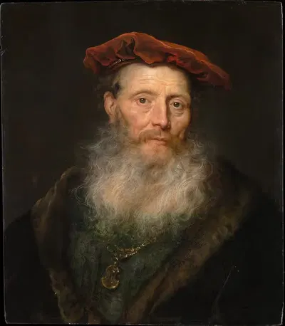 Мужчина с бородой в бархатной шапке by Говерт Флинк, 1645 — digital art print download
