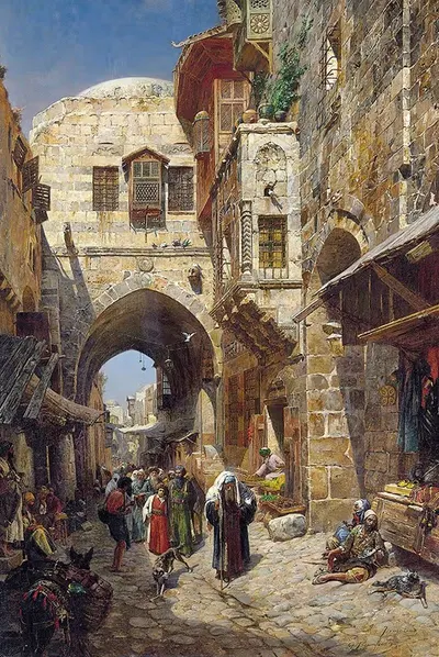 Улица Давида, Иерусалим by Густав Бауренфейн, 1887 — digital art print download