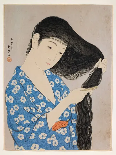 Женщина, расчесывающая волосы by Хасигути Гоё, 1920 — digital art print download