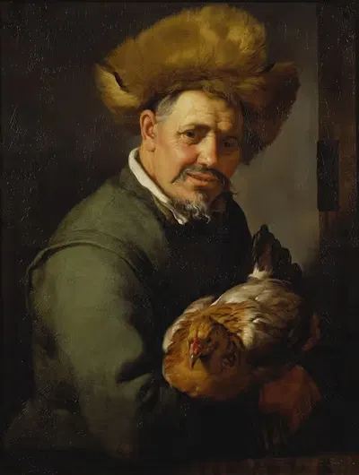 Старик с курицей by Хендрик Блоемаерт, 1630 — digital art print download