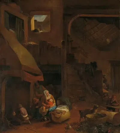 Интерьер крестьянской хаты by Хендрик Моммерс, 1650 - 1693 — digital art print download