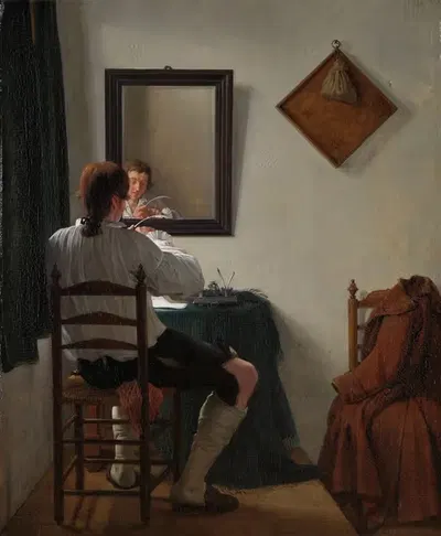 Писатель, подравнивающий перо by Ян Экелс Младший, 1784 — digital art print download
